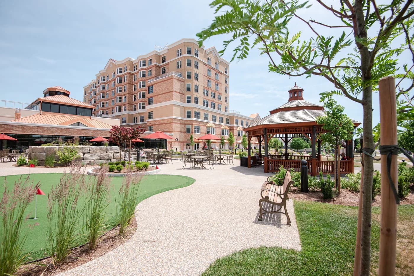 Courtyard and building at The Village of Taunton Mills in Whitby, used as a host site for Centennial College's Living Classroom program.