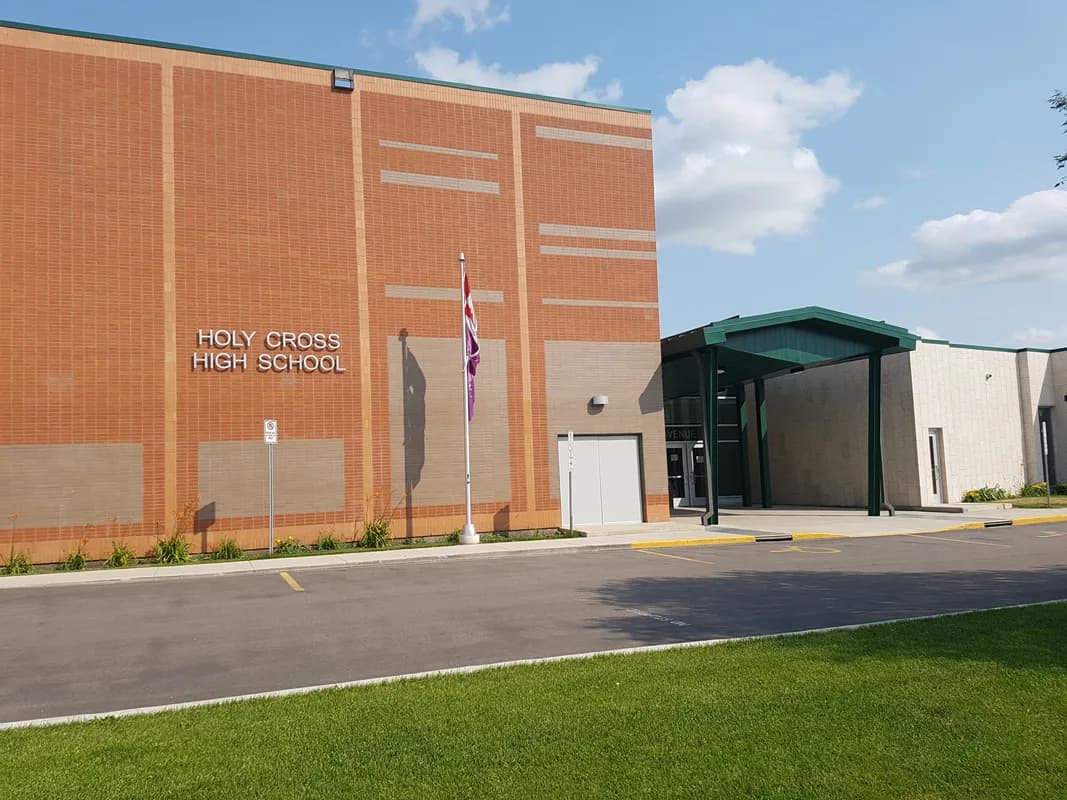 Entrance to Holy Cross High School in Saskatoon.